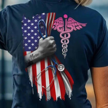 Nurse American Flag Caduceus - Patriotic